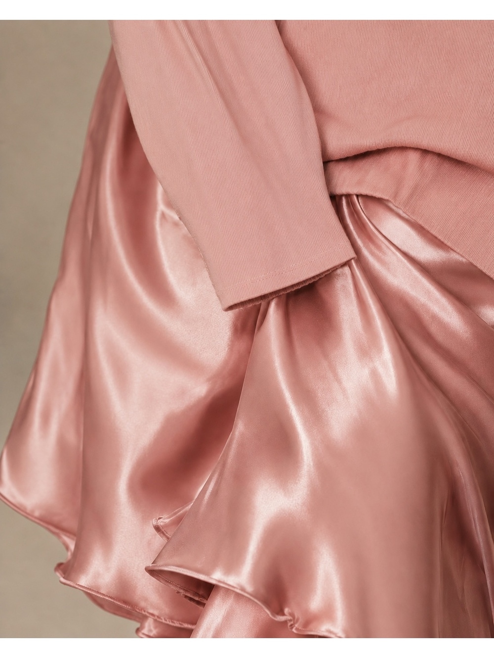 Blush Pink Satiny Maxi Dress and Top Two-Piece Set - Picture 4 of 9